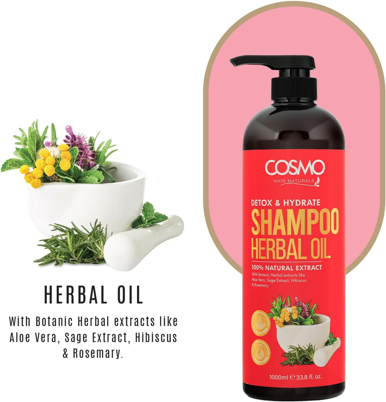Cosmo Detox and Hydrate Herbal Oil Shampoo 1000ml